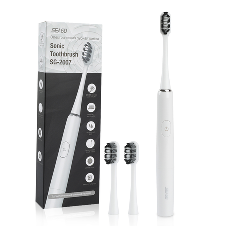 Электрическая зубная щетка SEAGO с 2 насадками SG-2007-White
