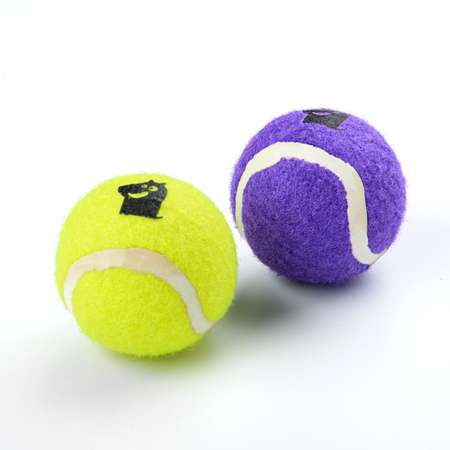 Игрушка для собак Mr.Kranch Теннисный мяч средний 6.3см 2шт Желтый-Фиолетовый