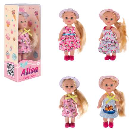 Кукла для девочки Alisa baby love 1TOY малышка мини в летней одежде в розовом платье в полоску 12 см