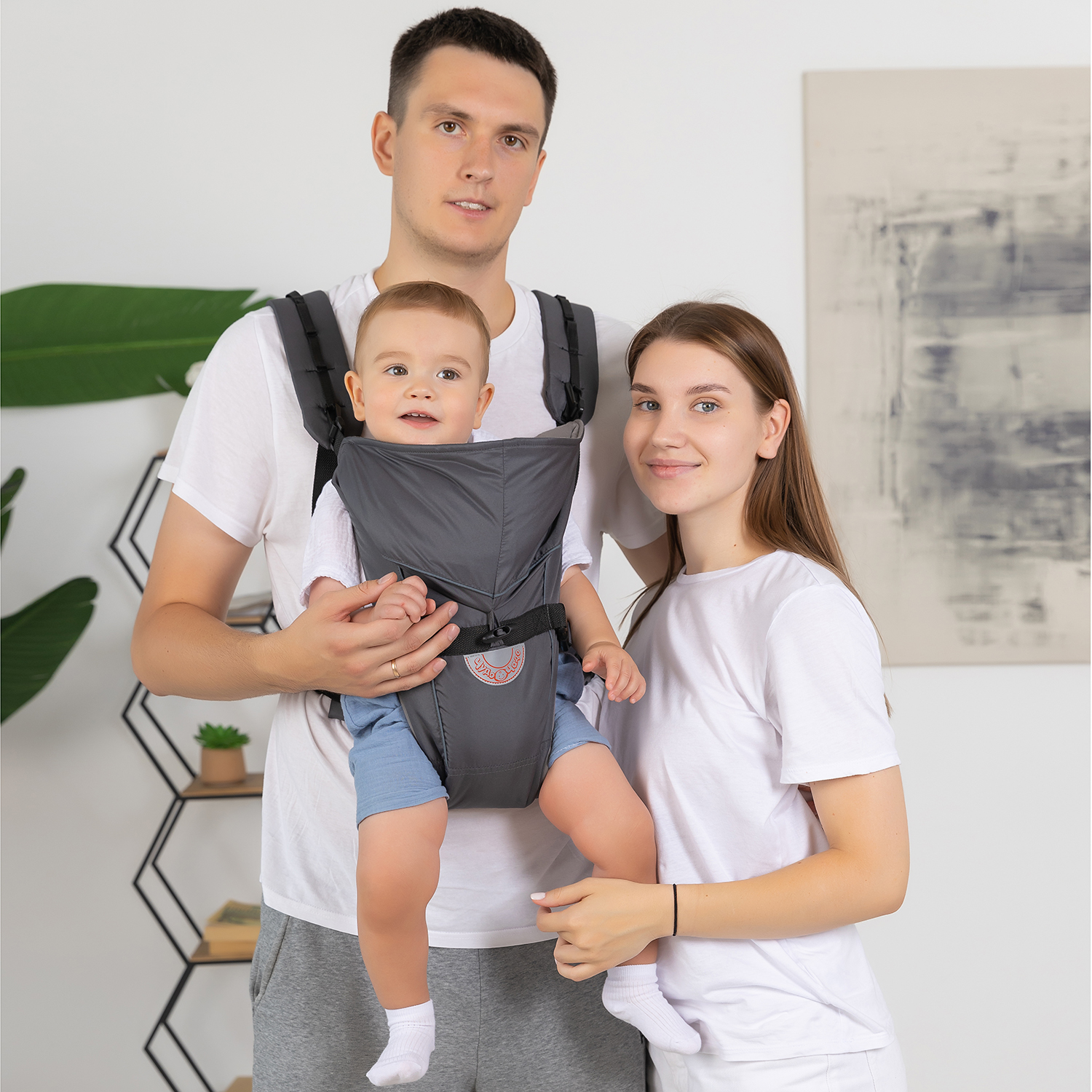 Рюкзак-кенгуру Чудо-Чадо переноска с 0 мес «BabyActive Simple» графит - фото 4