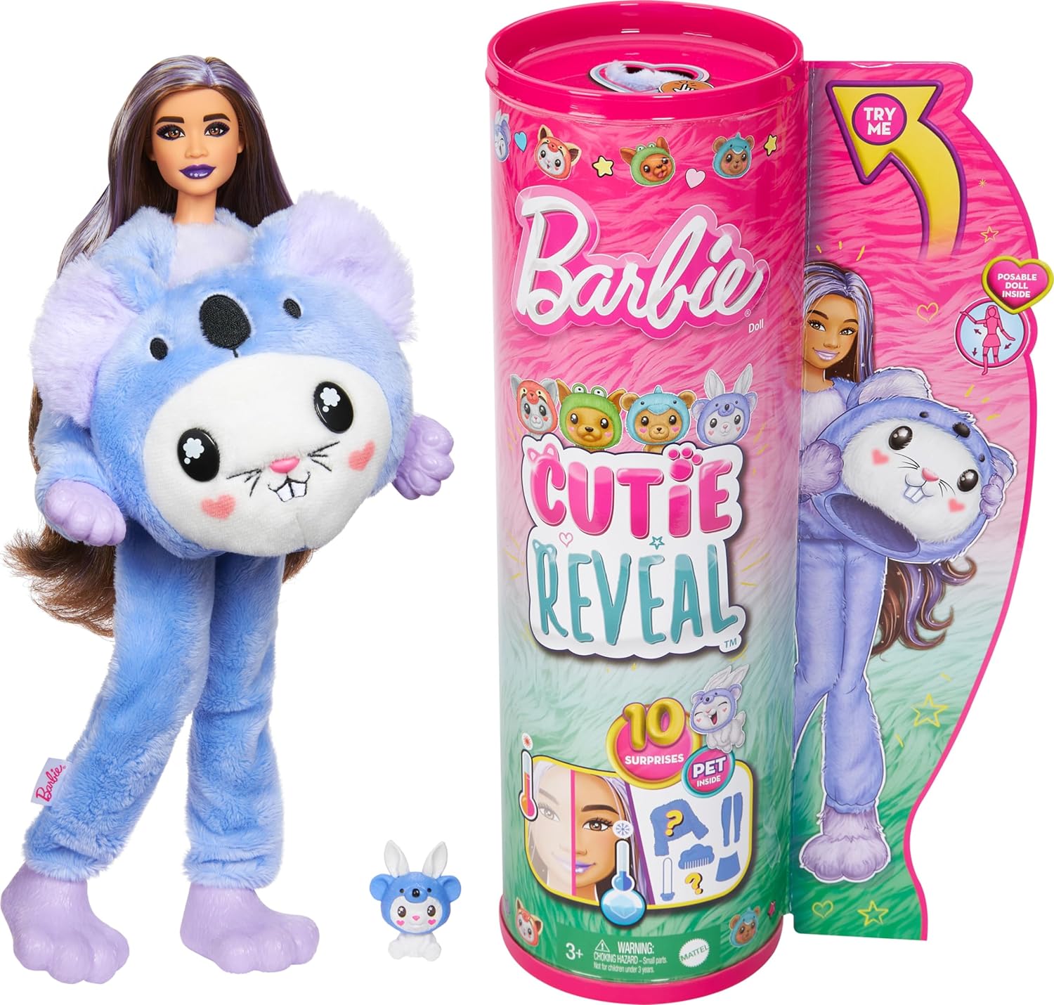 Barbie Cutie Reveal Кукла в костюме кролика-коалы серии Розовый