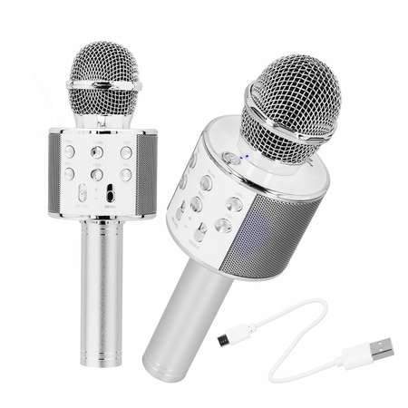 Микрофон CASTLELADY для караоке беспроводной Серебристый