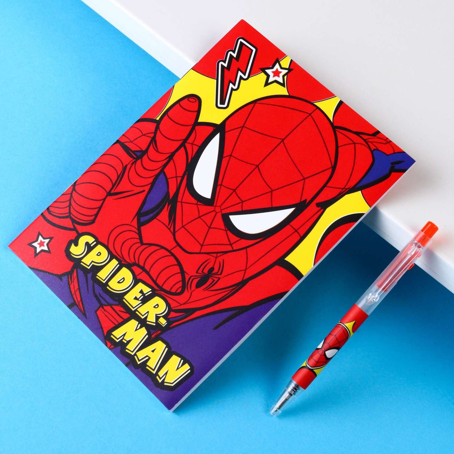 Канцелярский набор Marvel блокнот А6 ручка наклейки Человек-Паук - фото 1