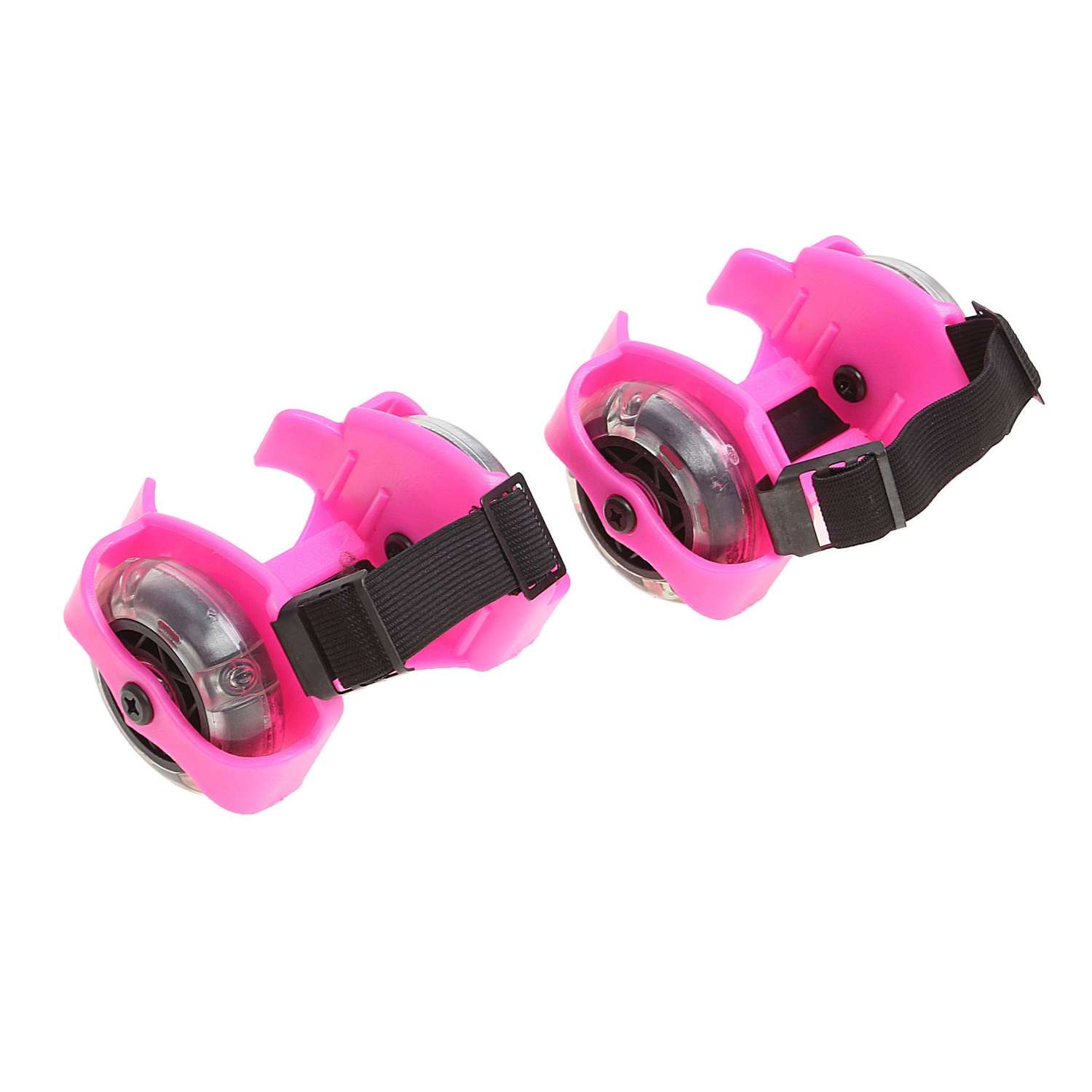 Ролики для обуви ONLITOP раздвижные мини колеса световые цвет розовый - фото 1