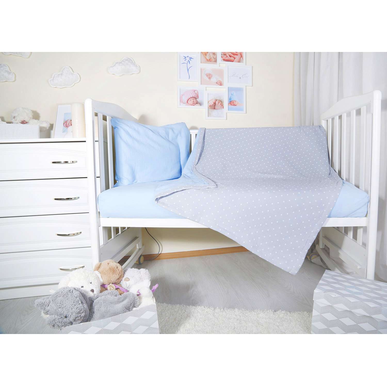 Комплект постельного белья BabyEdel 3 предмета Голубой 10057 - фото 9