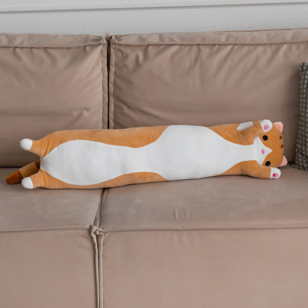 Мягкая игрушка кошка подушка TOTTY TOYS кот батон 90 см коричневый антистресс развивающая обнимашка