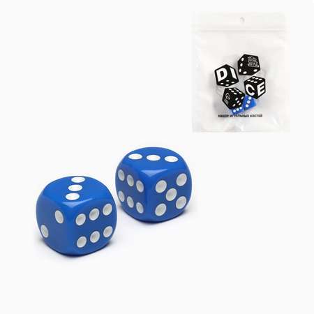 Кубики Sima-Land Игральные «Время игры» 1.6х1.6 см набор 2 шт синие