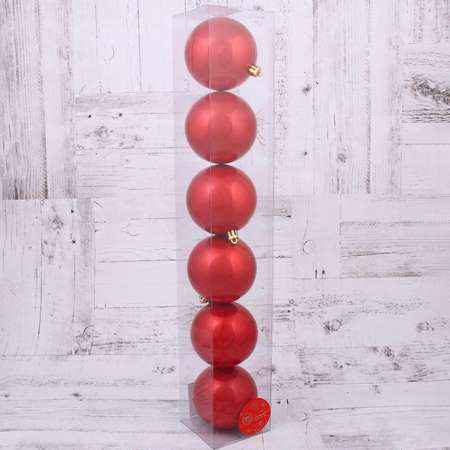 Набор шаров Зимнее волшебство пластик d-8 см 6 шт «Глянец» красный