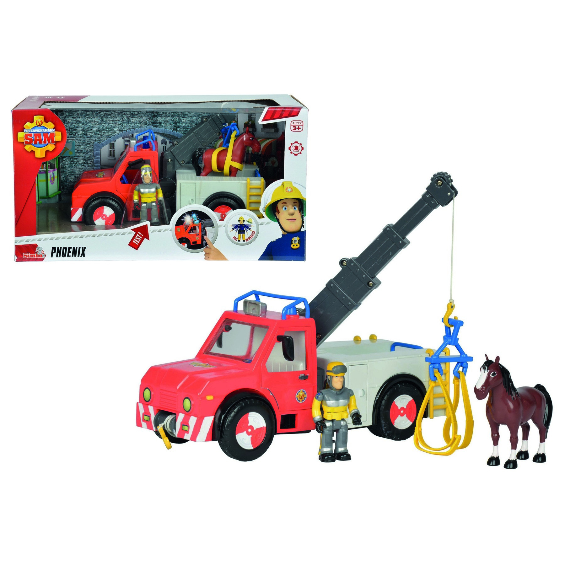 Набор Fireman Sam Машина Феникс, фигурка и лошадь купить по цене 99 ₽ в  интернет-магазине Детский мир