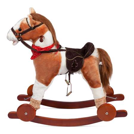 Лошадка-качалка BabyGo с колесами озвученная 46 см