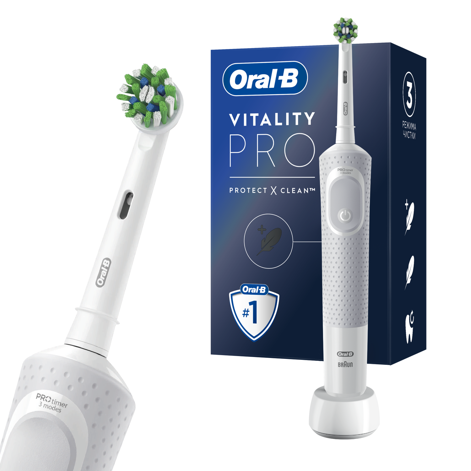 Зубная щётка электрическая Oral-B Vitality Pro Для бережной чистки Белая - фото 3