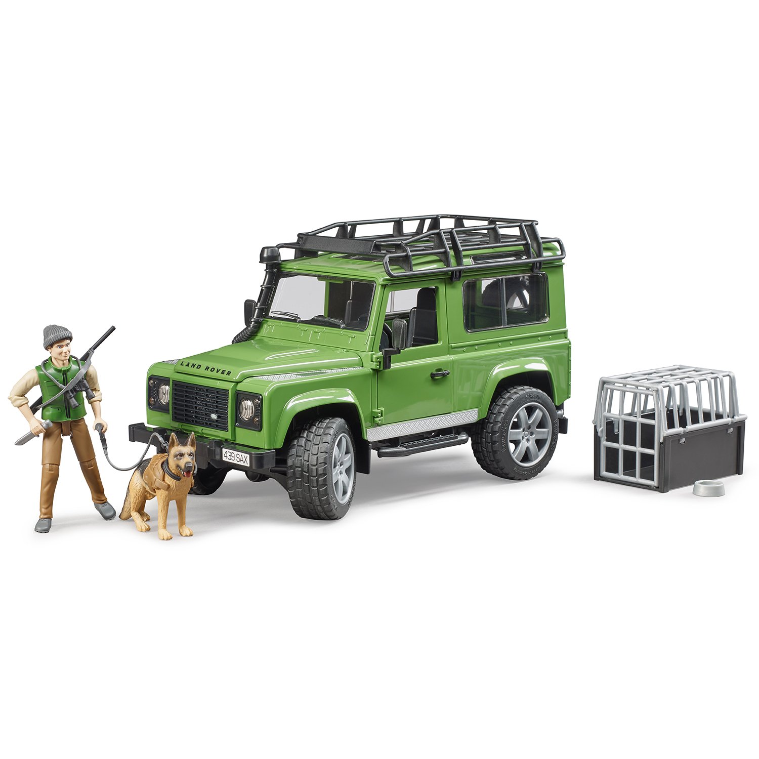 Автомобиль BRUDER 02587 Внедорожник Land Rover Defender с фигуркой и  собакой купить по цене 9209 ₽ в интернет-магазине Детский мир