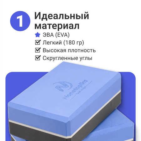 Набор блоков для йоги 2 шт ZDK Nonstopika голубой/белый/серый 23х15х8см 180 гр
