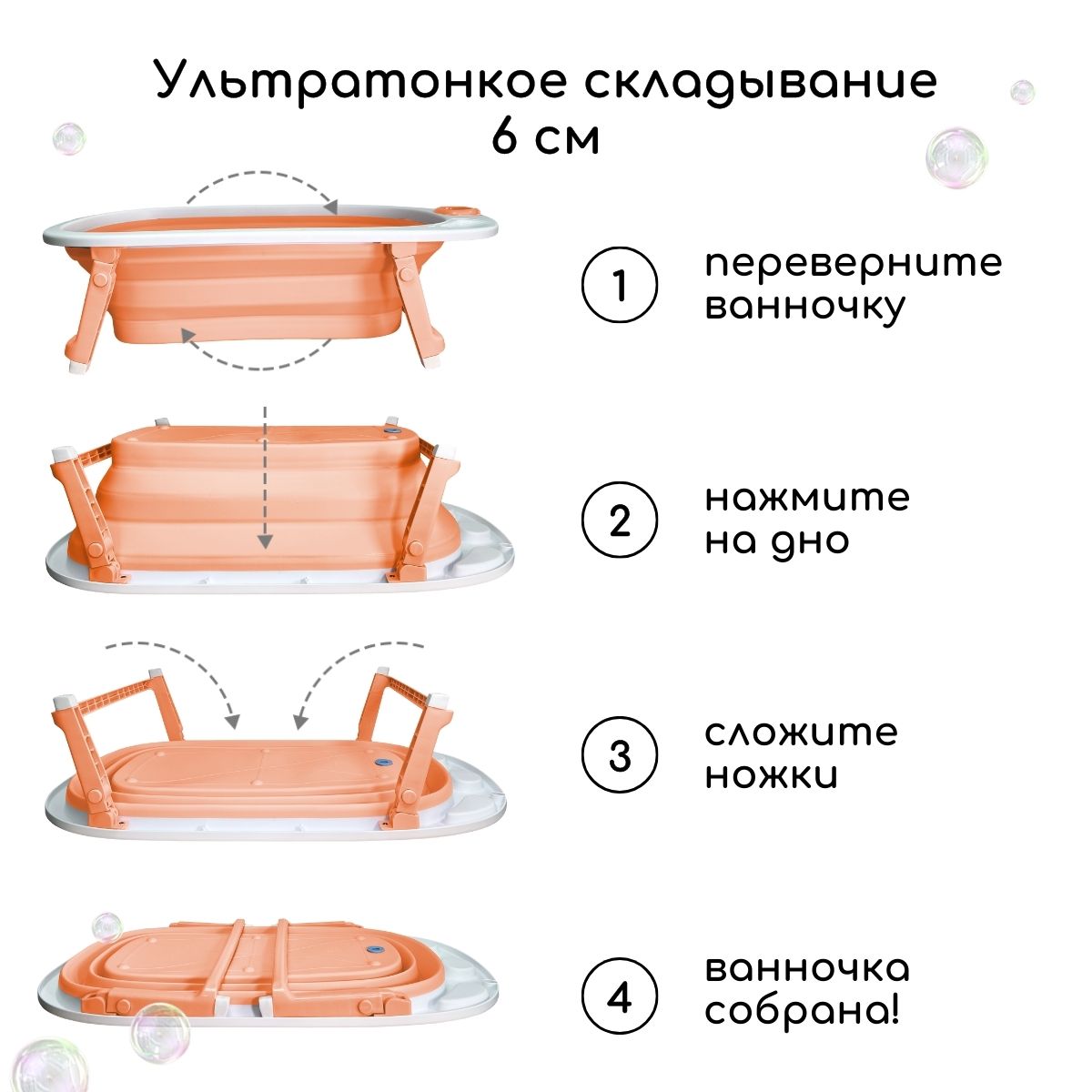 Ванночка детская складная Bubago Amaro с матрасиком для новорожденных - фото 4