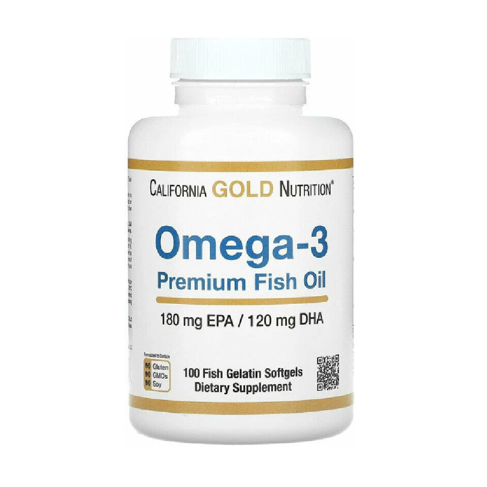 Омега 3 California Gold Nutrition жирные кислоты Premium Fish Oil 1100mg 100 капсул - фото 1