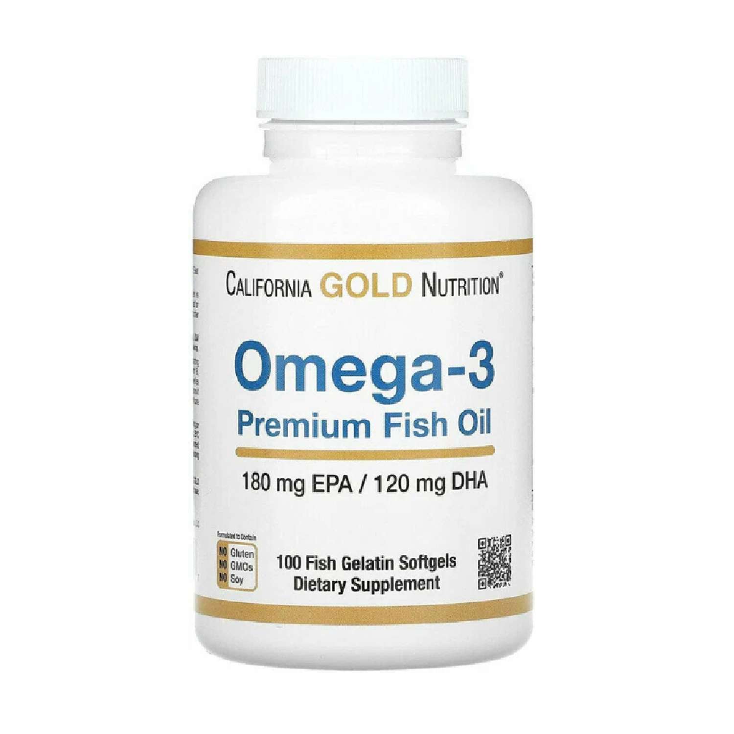 Омега 3 California Gold Nutrition жирные кислоты Premium Fish Oil 1100mg 100 капсул - фото 1