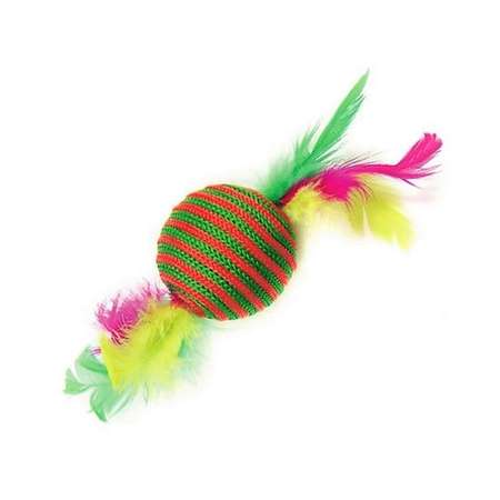 Игрушка для кошек Uniglodis Шар с перьями красно-зеленый