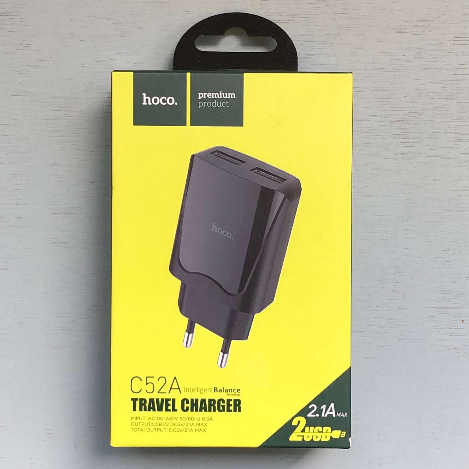 Сетевое зарядное устройство HOCO СЗУ 2-USB / 2.1A MAX /черный - фото 1