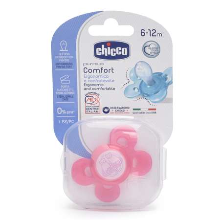 Пустышка Chicco 1шт. 6-12мес. силикон Котики