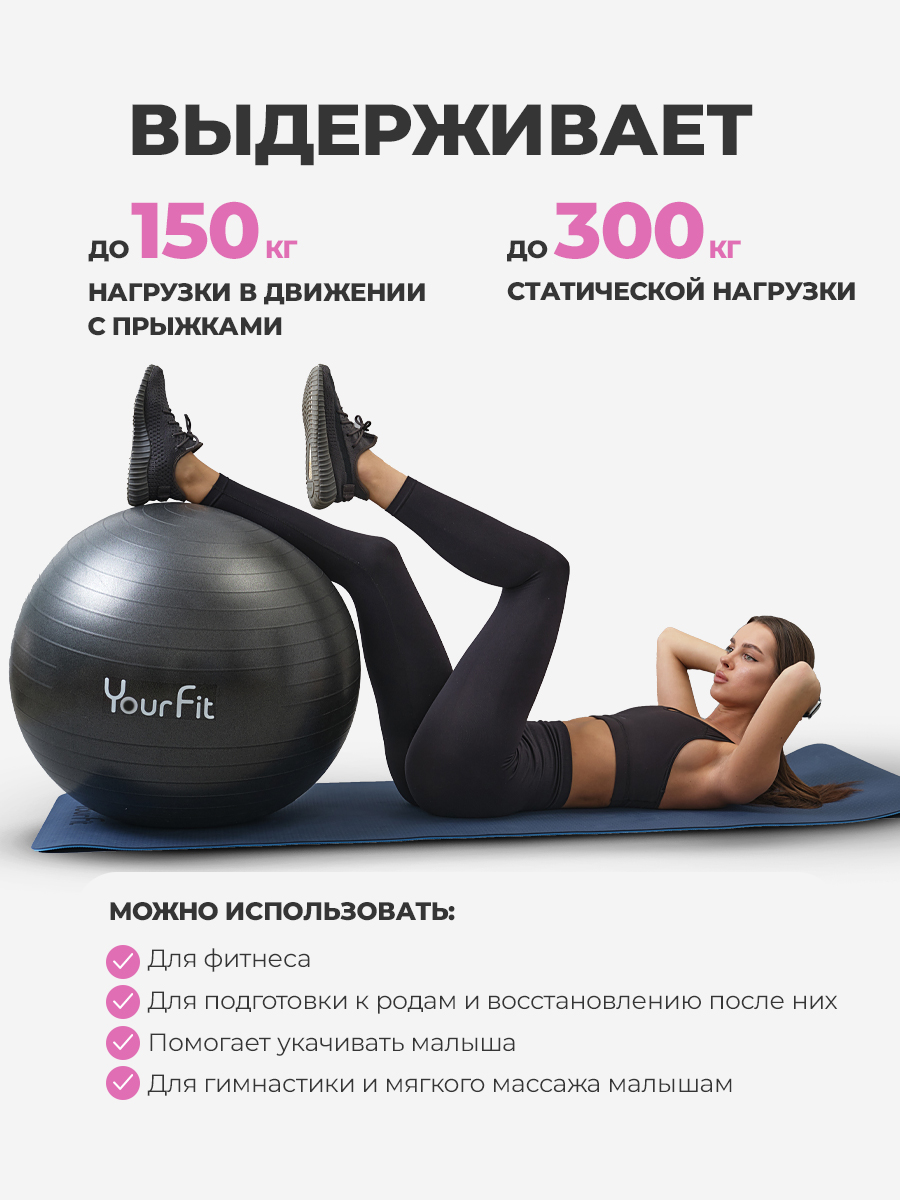 Фитбол YourFit черный 65 см - фото 3