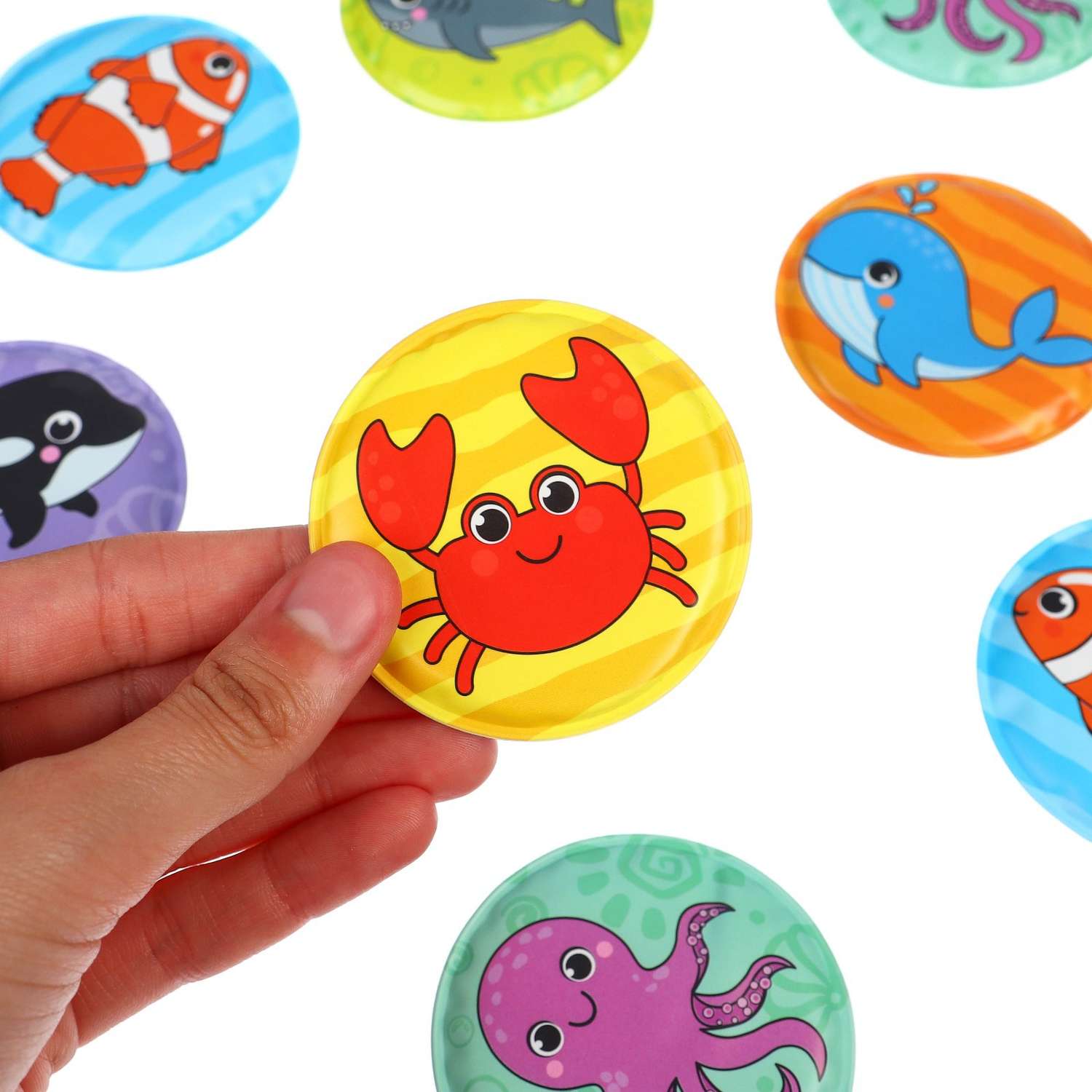 Мемо-игра: Крошка Я развивающие наклейки для игры в ванной «Морские животные» - фото 8