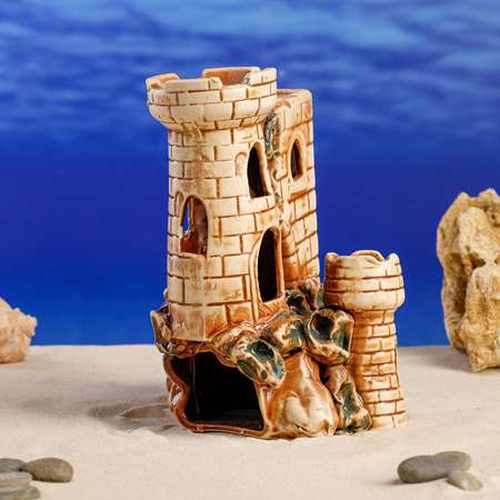 Декорация для аквариума Sima-Land «Две башни и стена»