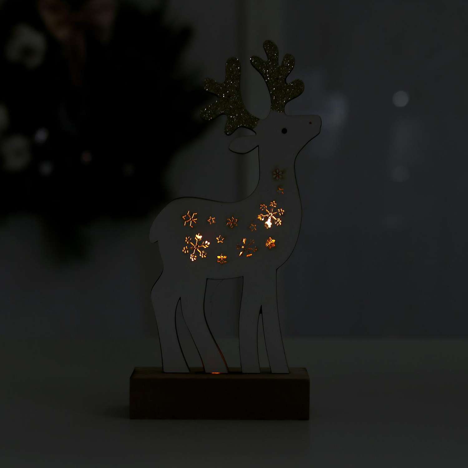 Новогодний декор Лесная мастерская с подсветкой «Снежный олень» - фото 2