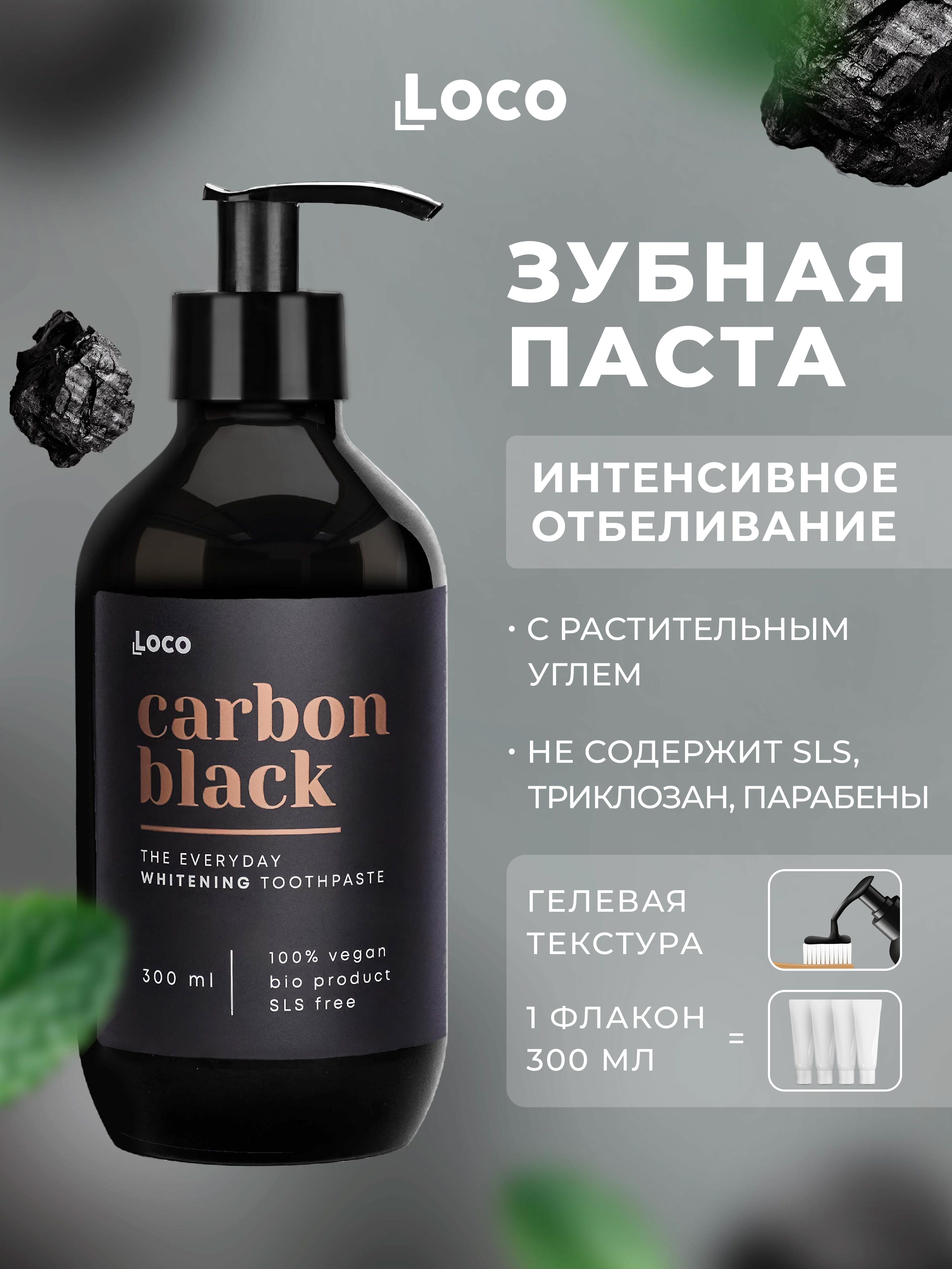 Зубная паста с дозатором LocoSmile отбеливающая Carbon Black - фото 1