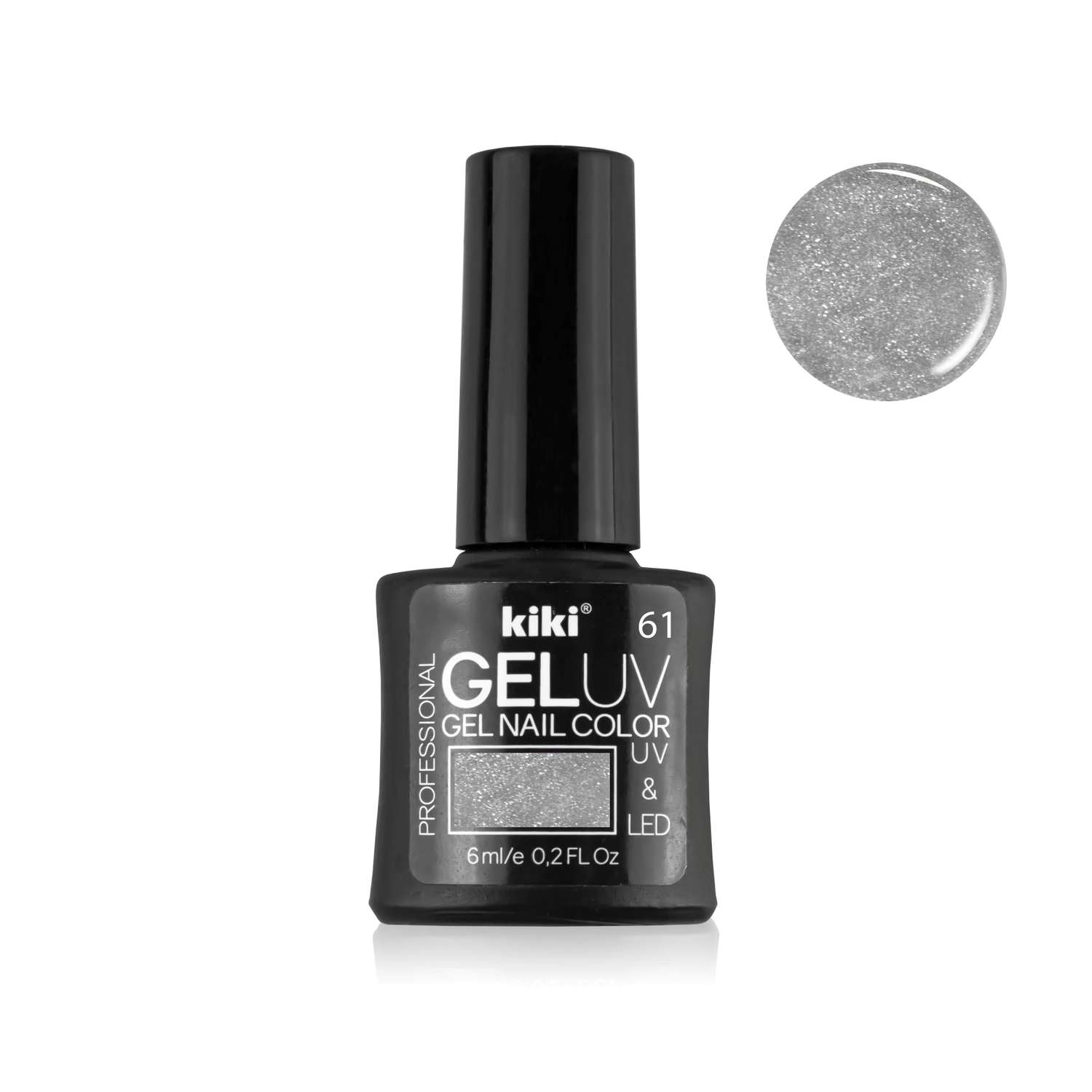 Гель-лак для ногтей Kiki GEL UV LED 61 серебряный фейерверк - фото 1