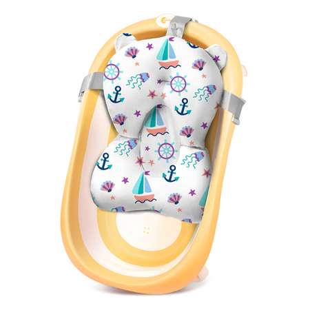Ванночка для новорожденных LaLa-Kids складная с матрасиком ярко-голубым в комплекте