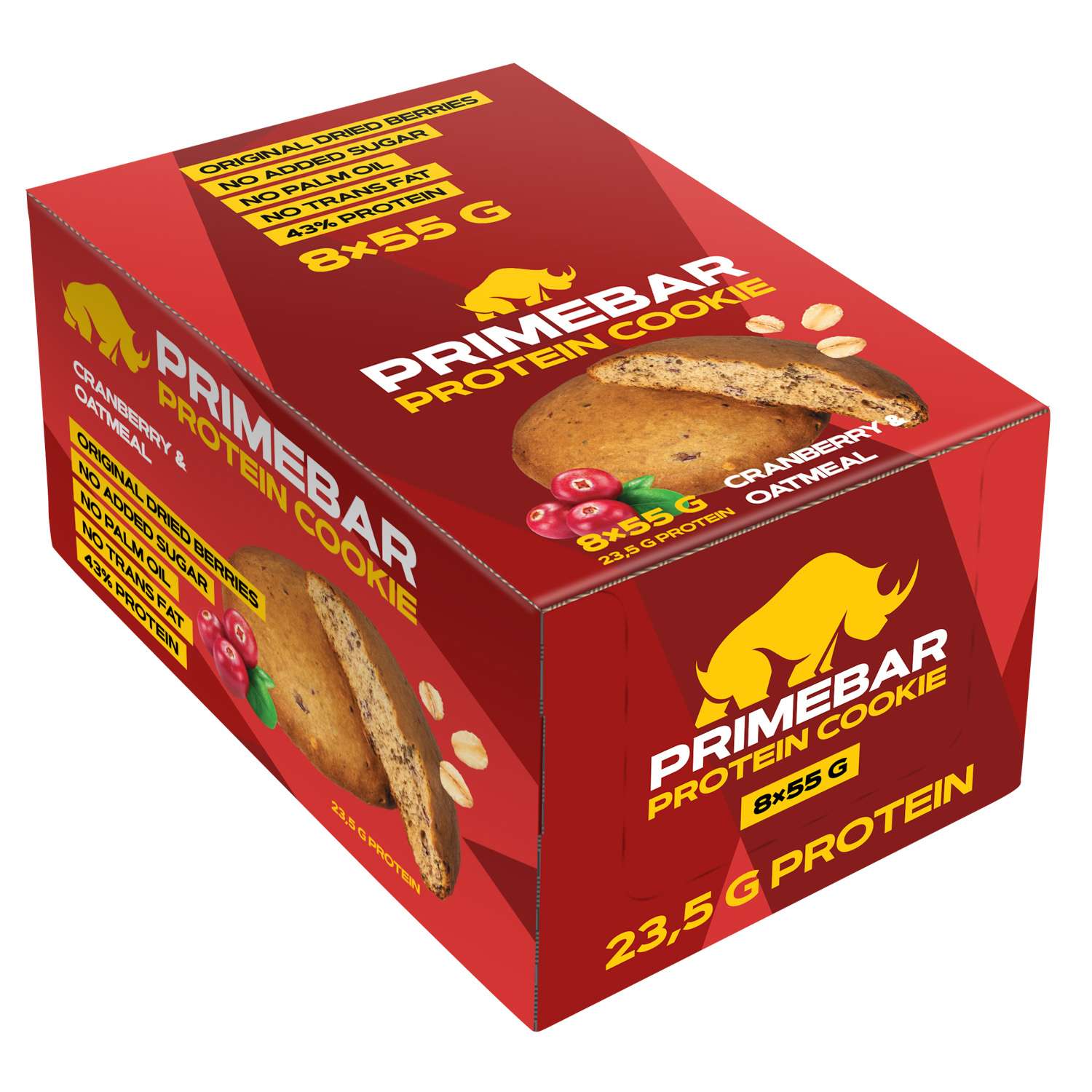 Печенье Primebar протеиновое клюква-овес 55г*8шт - фото 1