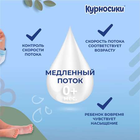 Соска Курносики медленный поток 0+ 3 шт