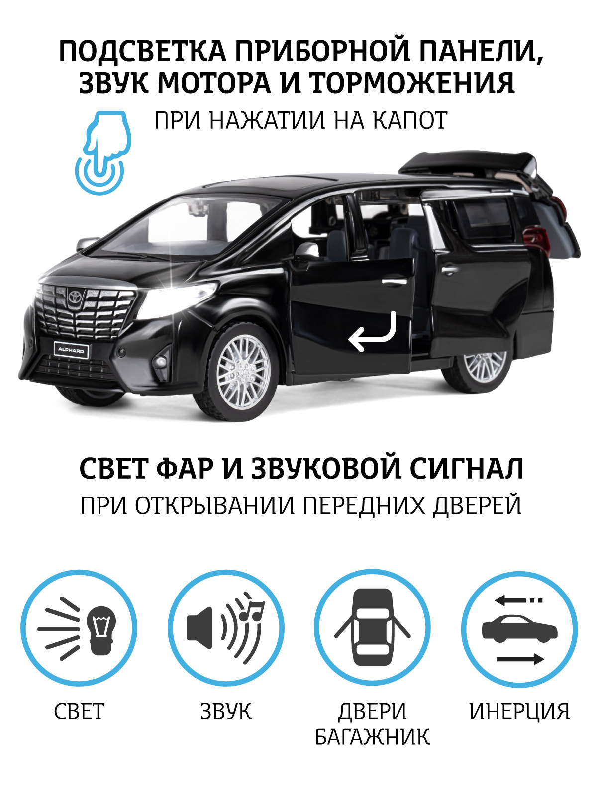 Машинка металлическая АВТОпанорама Toyota Alphard 1:29 черный купить по  цене 1596 ₽ в интернет-магазине Детский мир