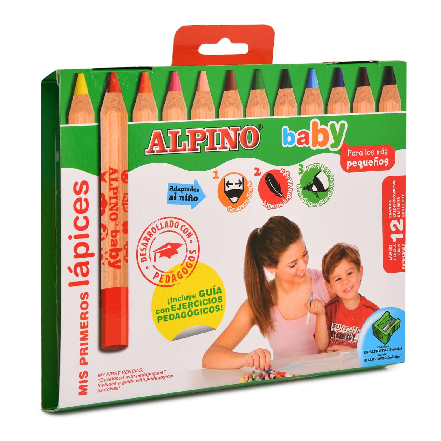 Карандаши цветные ALPINO Baby 12цветов + точилка AL000177 - фото 1