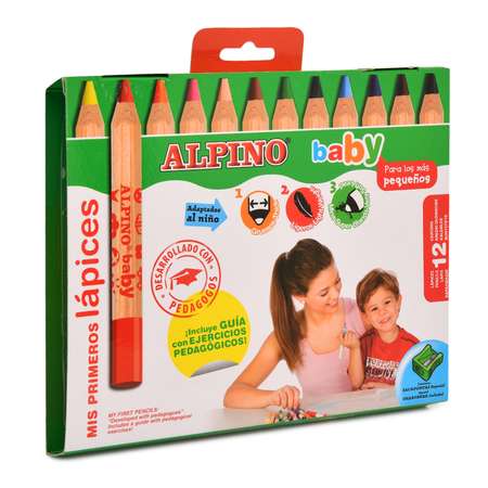 Карандаши цветные ALPINO Baby 12цветов + точилка AL000177