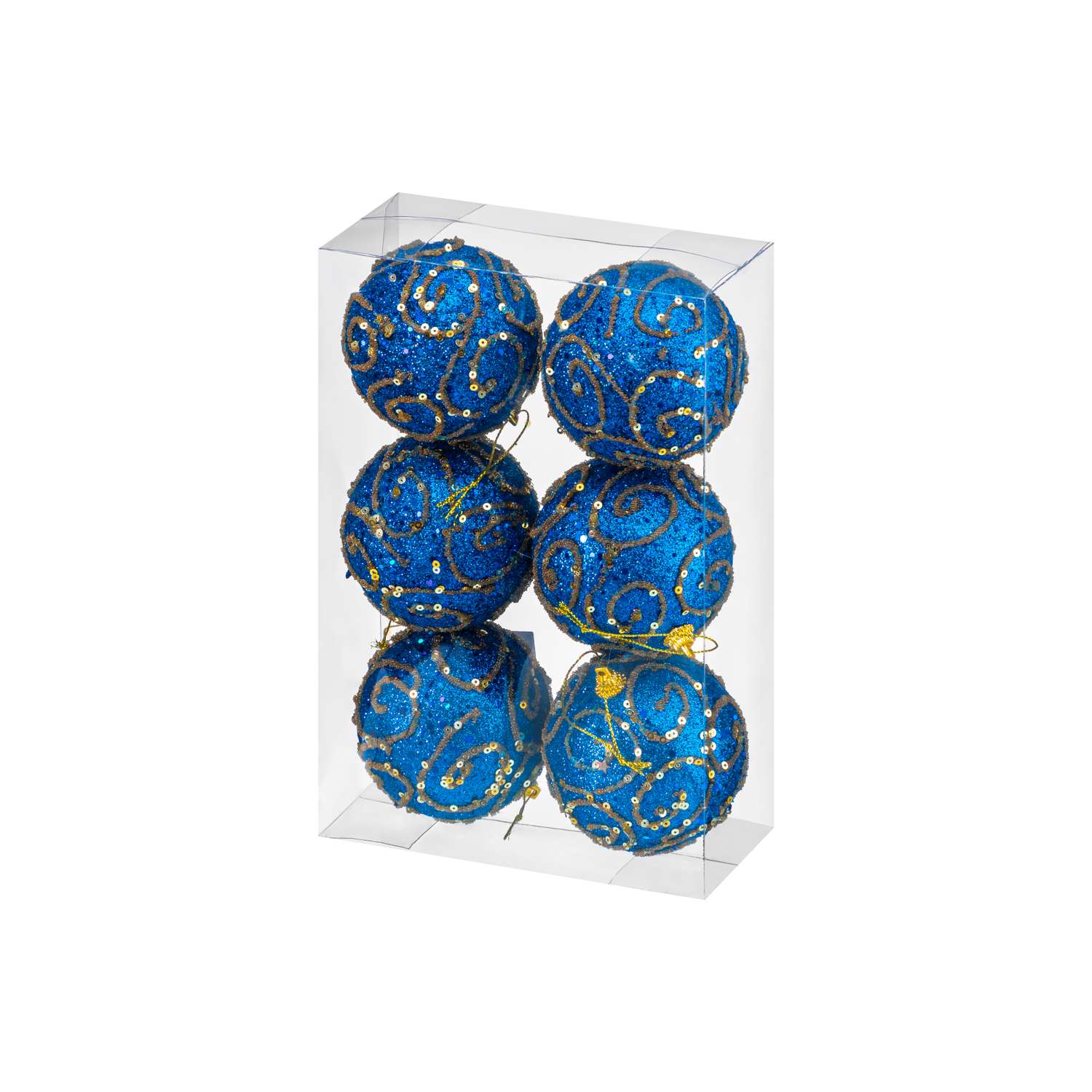 Набор Elan Gallery 6 новогодних шаров 8х8 см Вензеля синий - фото 7