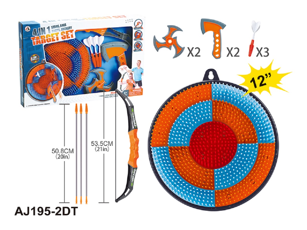 Игровой набор 4в1 ИнтерХит мишень лук дротики топор - фото 3