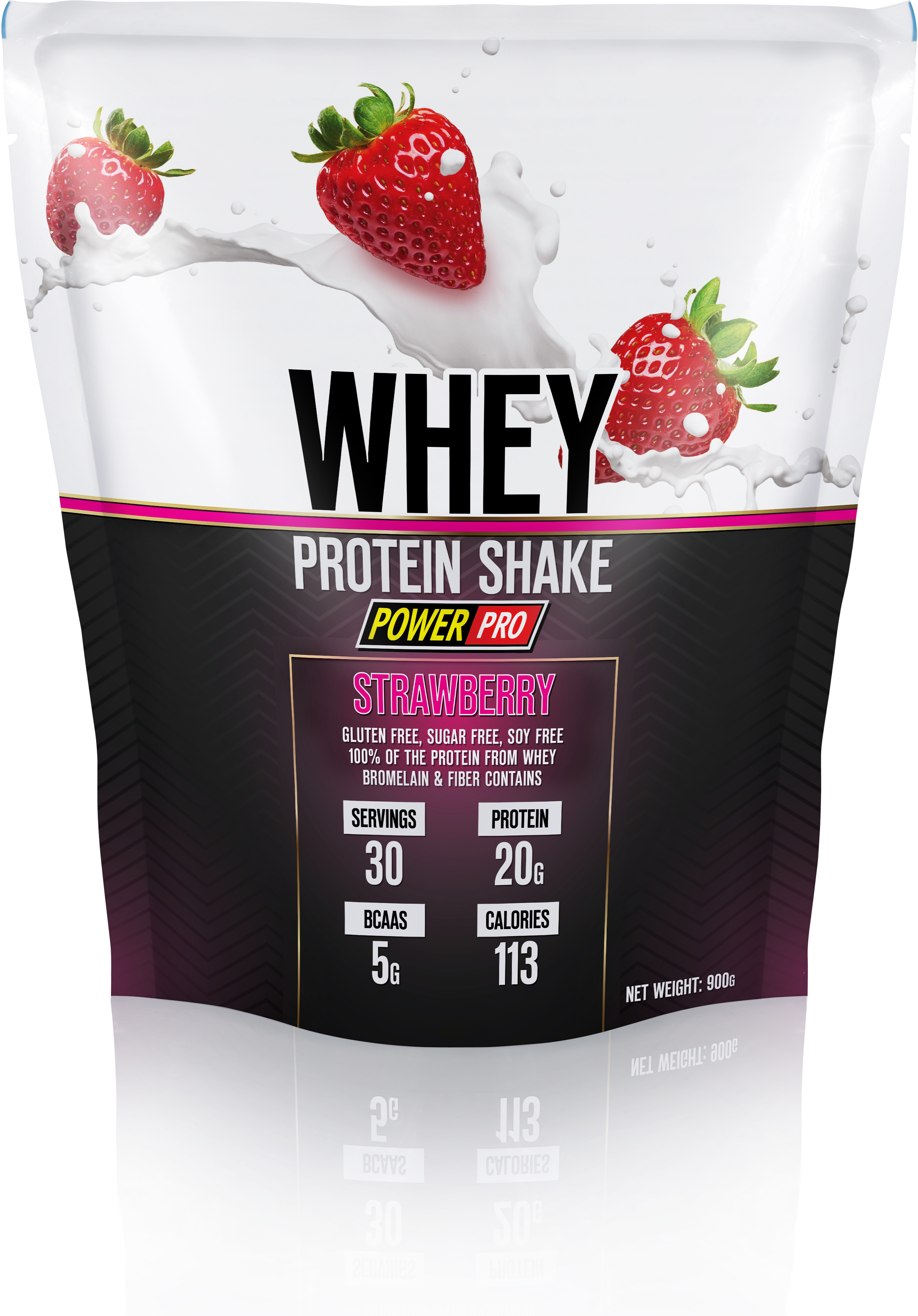 Протеин Whey Shake POWER PRO Со вкусом и кусочками клубники 900г - фото 1