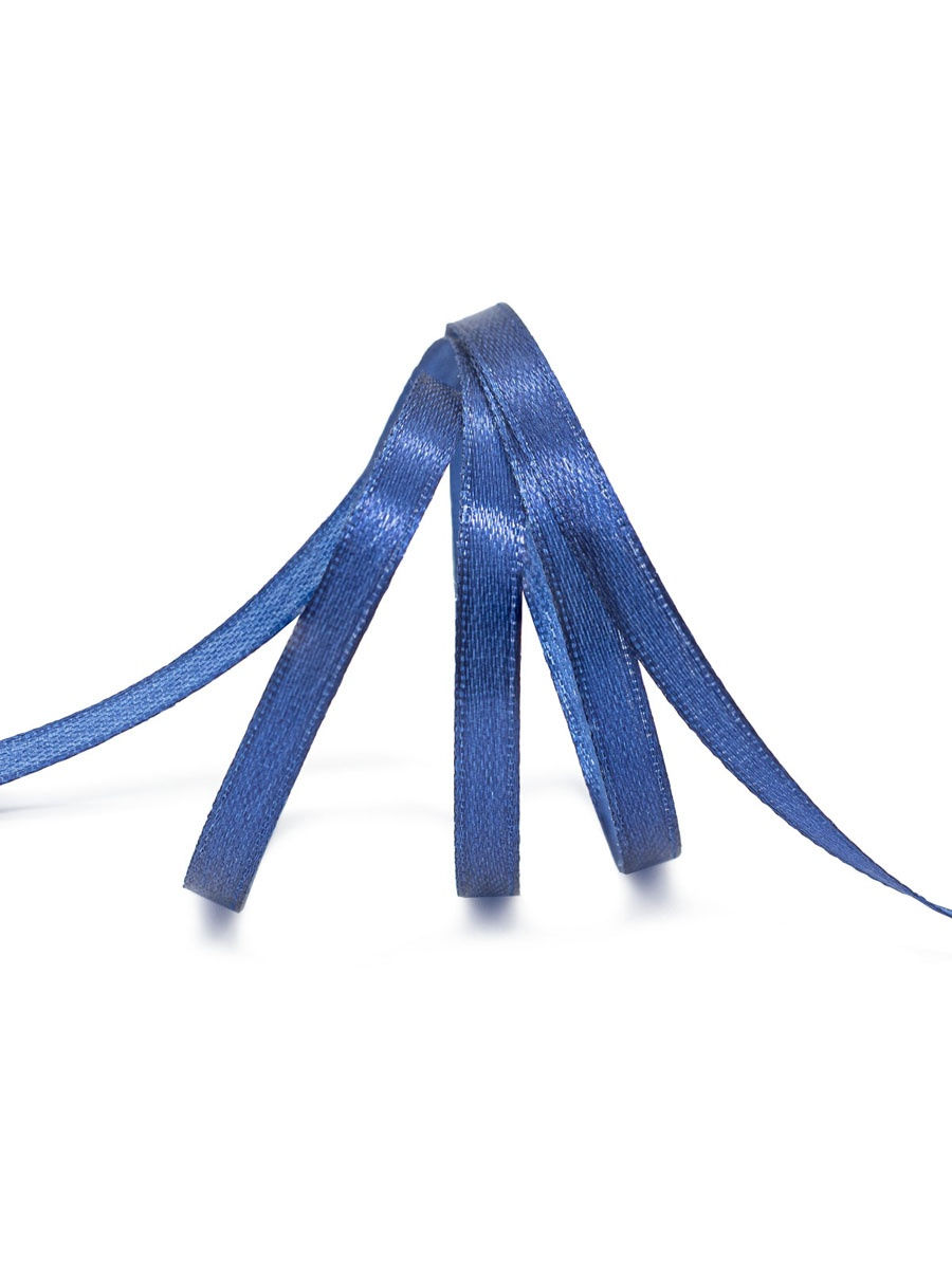 Лента Айрис атласная упаковочная флористическая 6 мм 22.86 м 156 темно - синий - фото 2