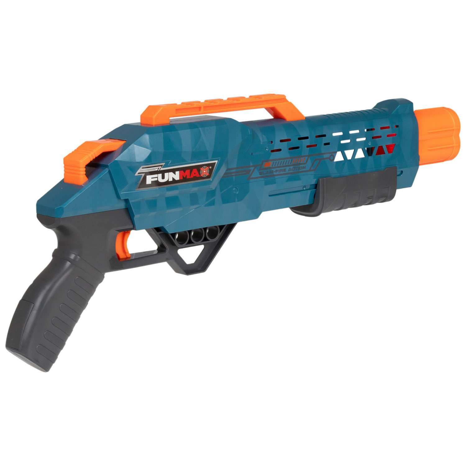 Бластер с мягкими пулями FunMax 1TOY Детское игрушечное оружие пистолет для мальчиков 2 стволa 10 снарядов - фото 4