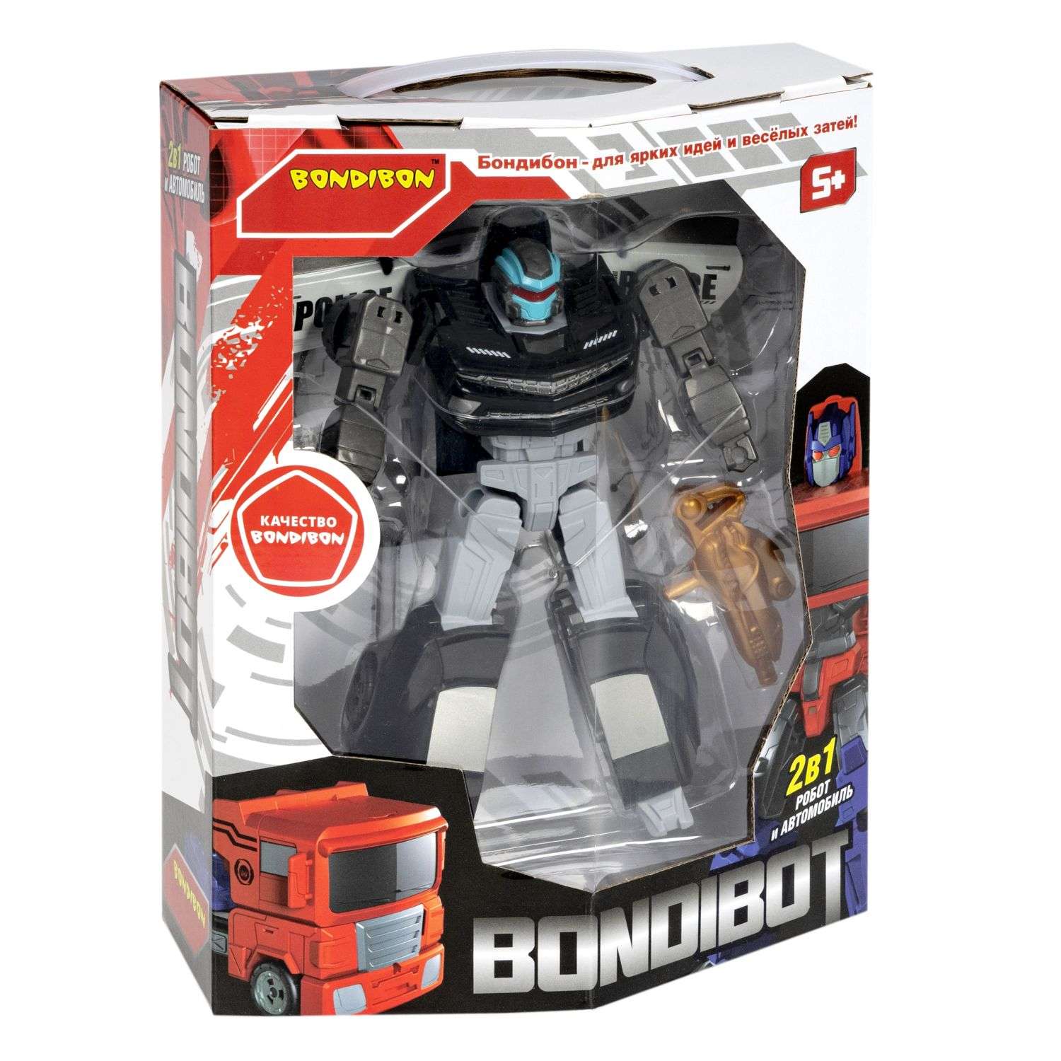 Трансформер BONDIBON Bondibot Робот-автомобиль 2 в 1 полиция черного цвета - фото 3