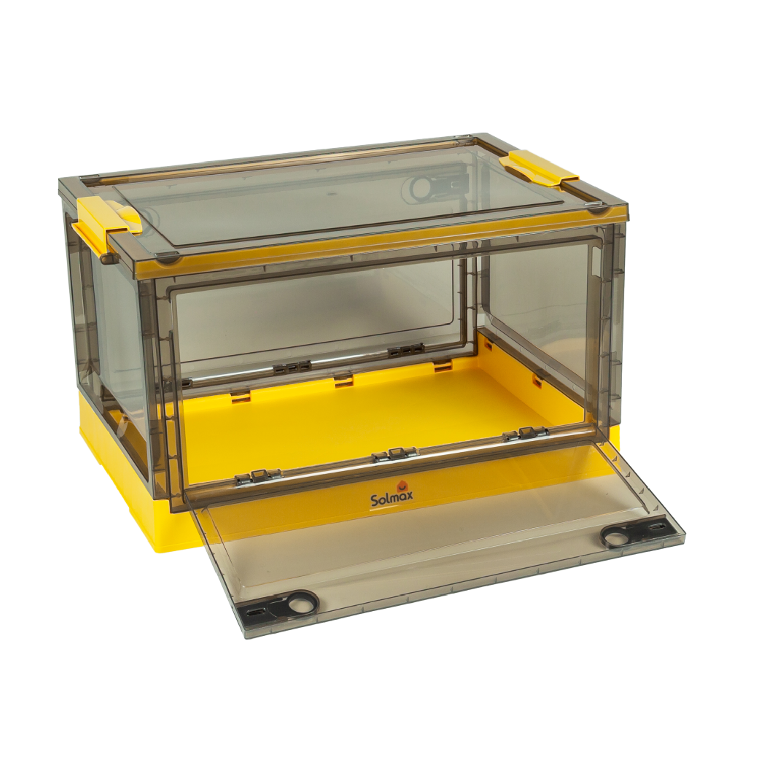 Ящик для хранения вещей Solmax прозрачный контейнер с крышкой на колесах 51х36х30 желтый - фото 8