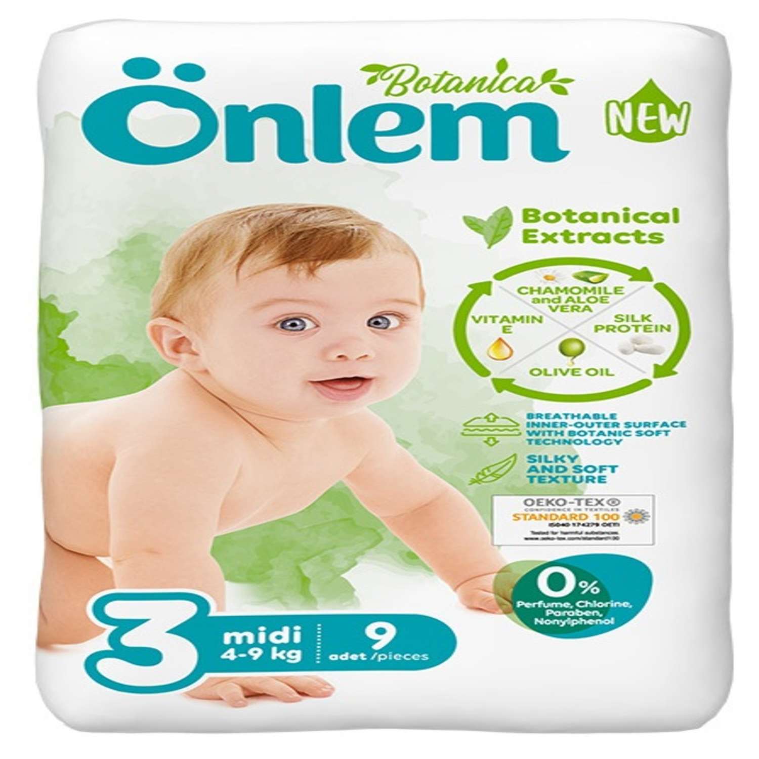 Подгузники Onlem Botanica для новорожденных 3 4-9 кг 9 шт - фото 1