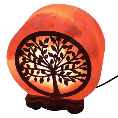 Солевая лампа Wonder Life Круг-6 Денежное дерево с деревянной картиной 3-4кг Гималайская соль