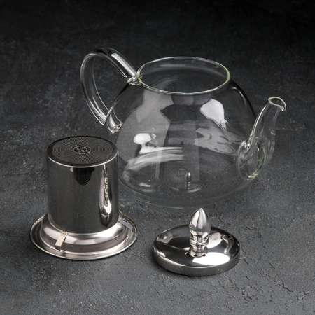 Чайник Sima-Land стеклянный заварочный с металлическим ситом «Жак» 900 мл
