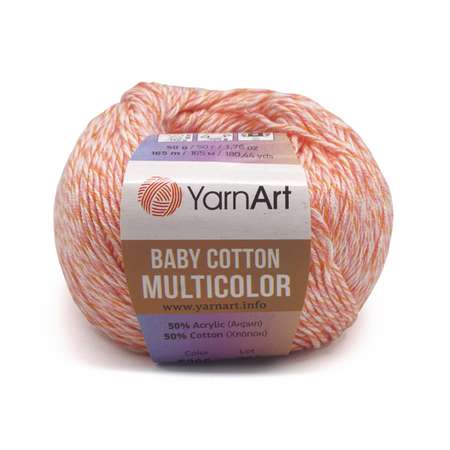 Пряжа для вязания YarnArt Baby cotton multicolor 50 гр 165 м хлопок акрил детская 10 мотков цвет 5205