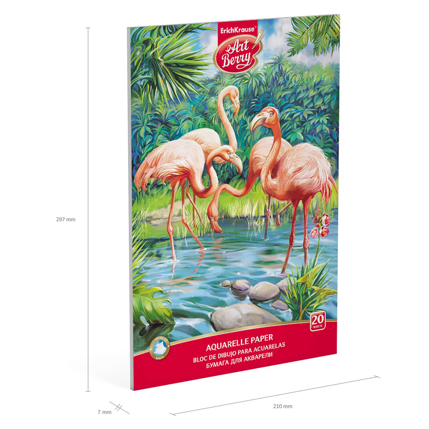 Альбом для рисования ArtBerry Фламинго для акварели А4 20л 46893 - фото 4