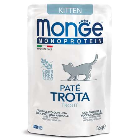 Корм для котят MONGE Monoprotein форель пауч 85г