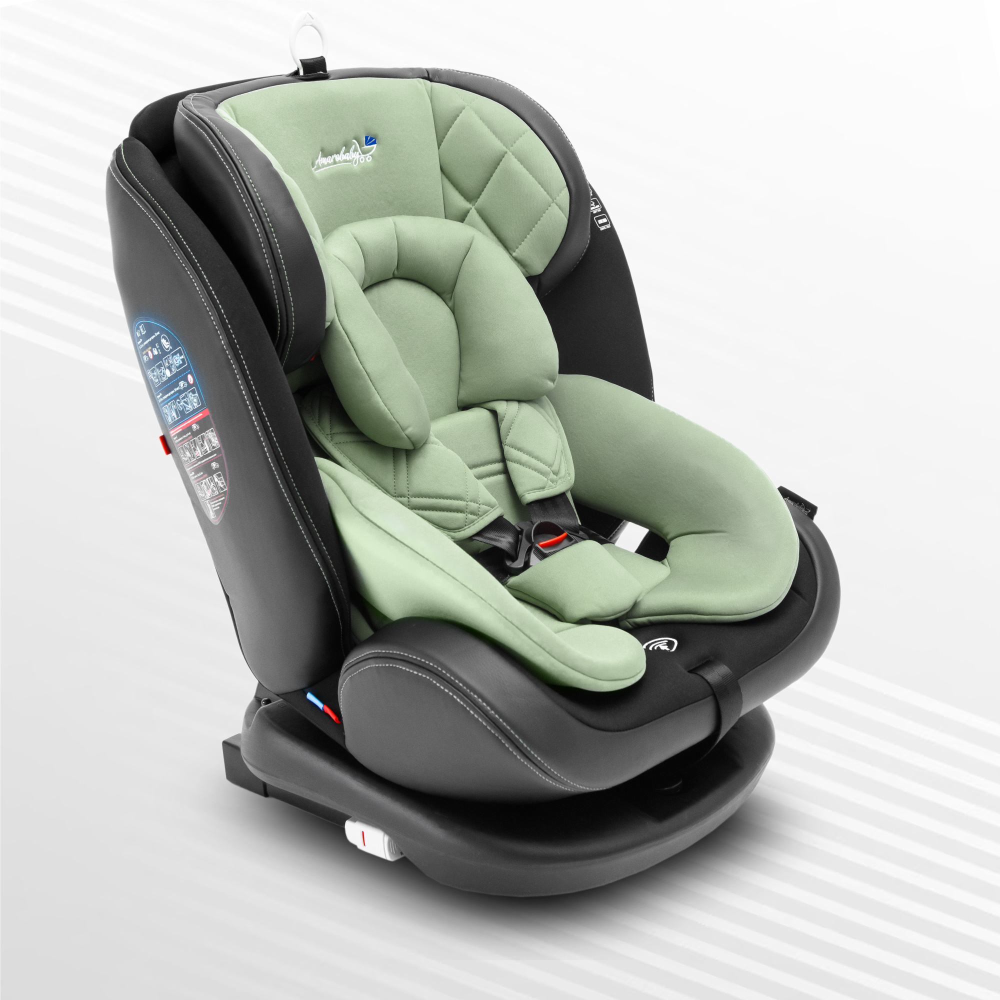 Автокресло детское AmaroBaby ST-3 Isofix класс D группа 0+ 1 2 3 хаки - фото 22