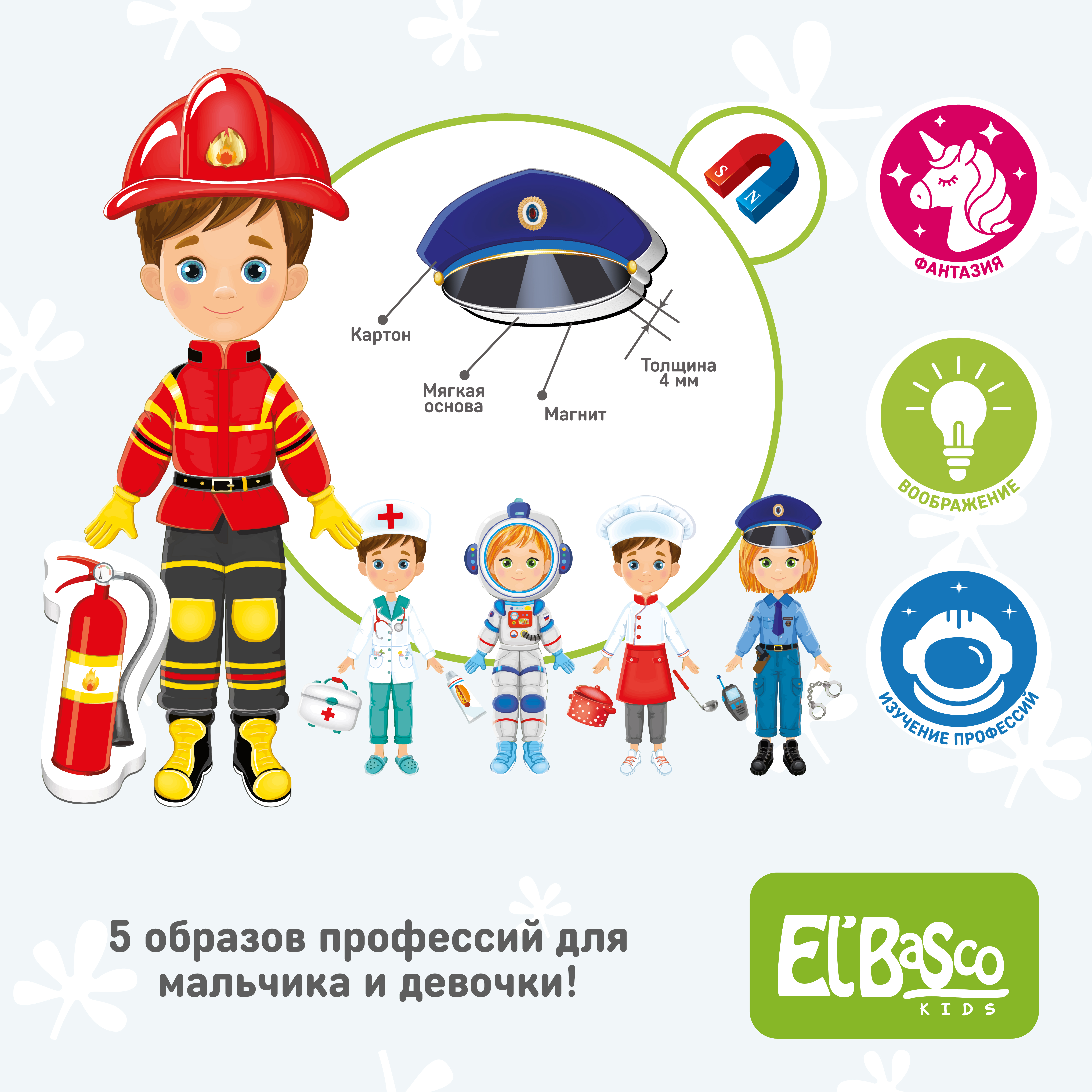 Кукла на магните с одеждой El BascoKids Одевашка Профессии - фото 3